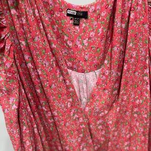 AFRM/Revolve Danna Bodysuit in Ted Ditzy Pink Floral Shirt